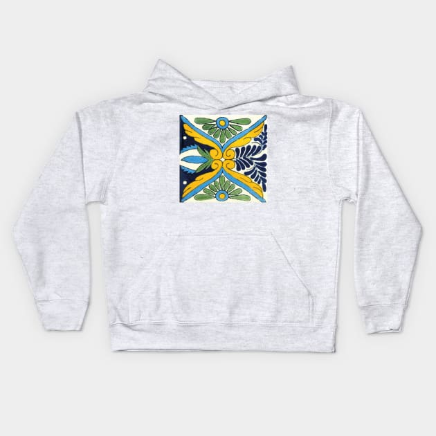 Amarillo talavera tile abstract yellow azulejo Kids Hoodie by T-Mex